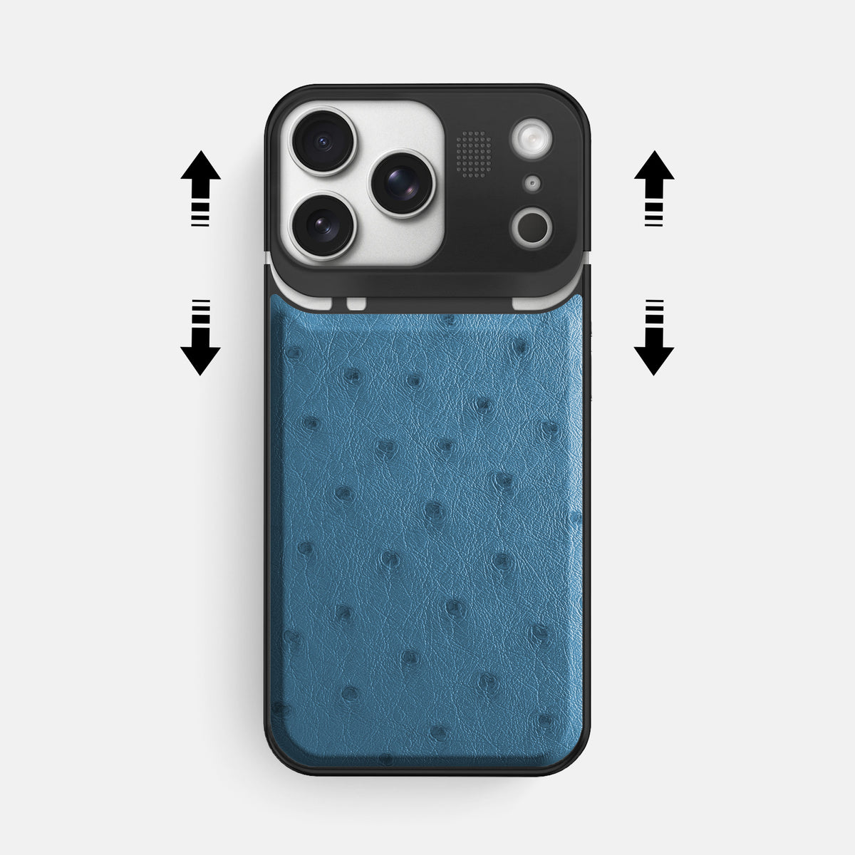 Metal Case For iPhone 17 Pro Max In Ostrich -2 | Blue-Jeans-Black
