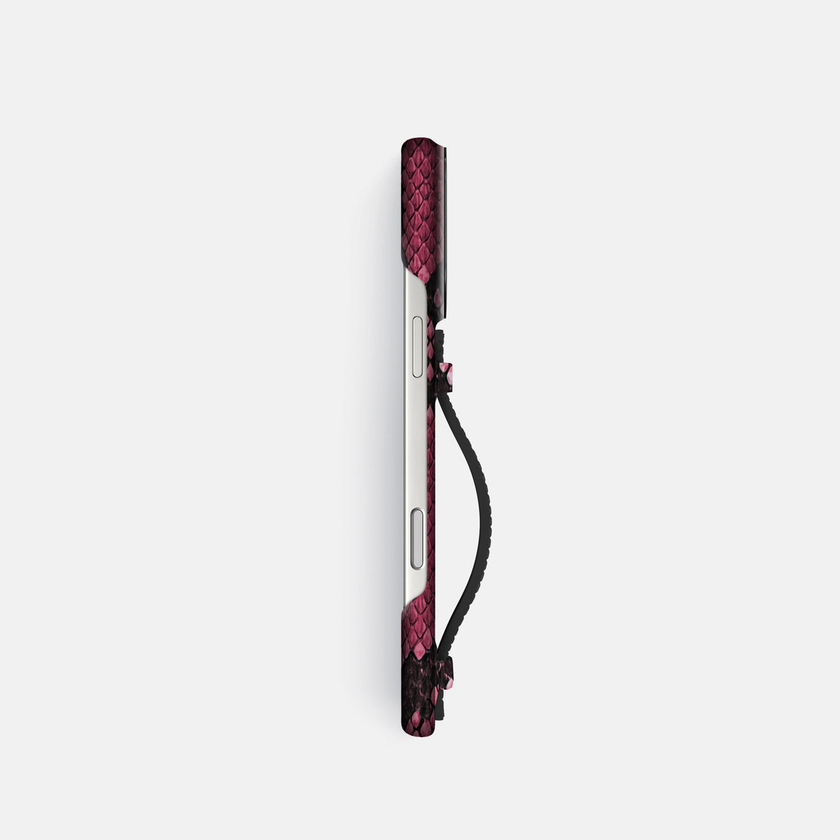 Center Handle For iPhone 18 Pro In Deluxe Python -2 | Burgundy-Black