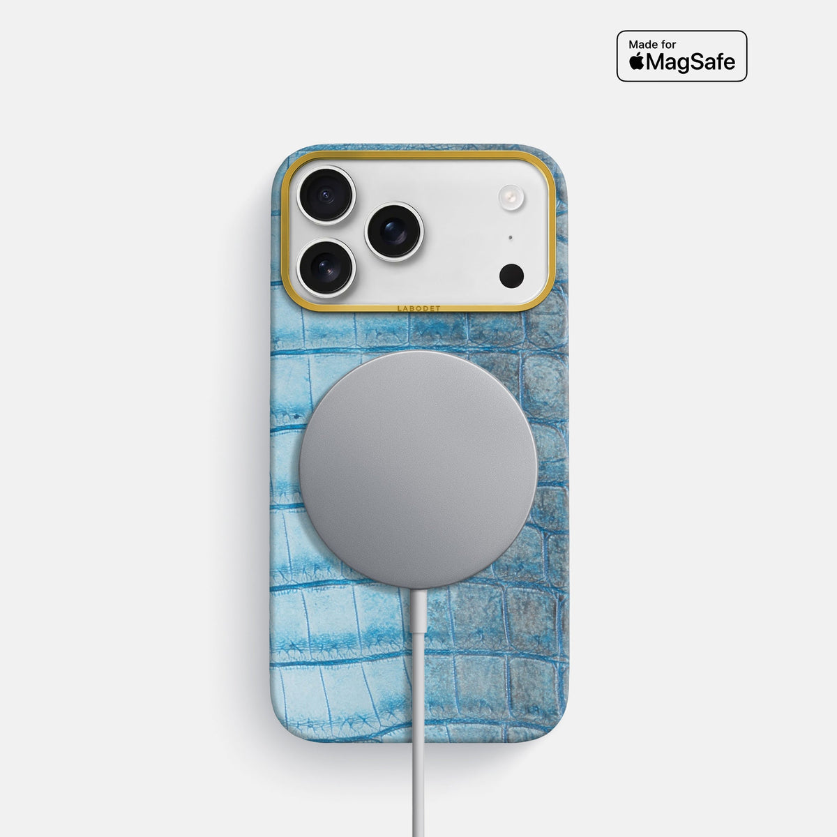 Classic Case For iPhone 18 Pro In Himalayan Crocodile -4 | Ice-Blue-Gold