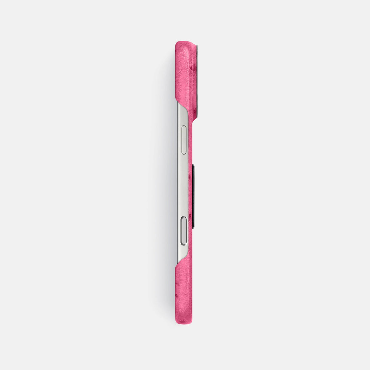 Classic Case With Titanium Skull For iPhone 18 Pro Max In Ostrich -3 | Pink-Steel