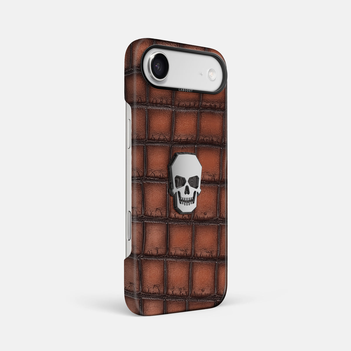 Classic Case With Titanium Skull For iPhone 17 Air In Patina Alligator -2 | Baobab-Black