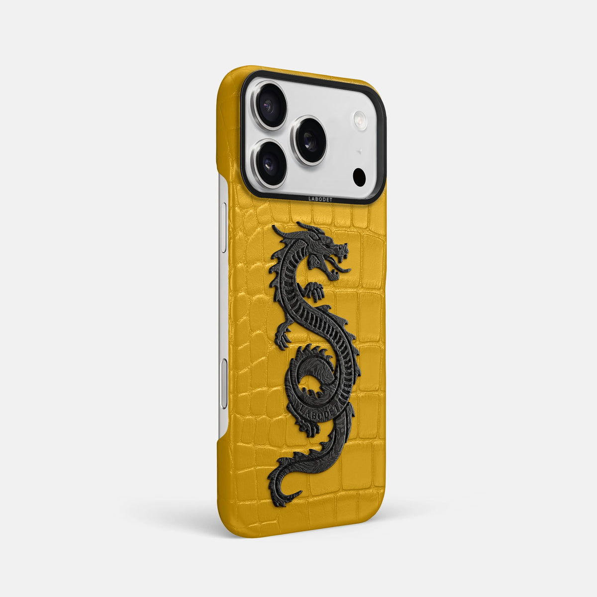 Classic Case With Carbon Dragon For iPhone 18 Pro Max In Alligator -2 | Yellow-Black