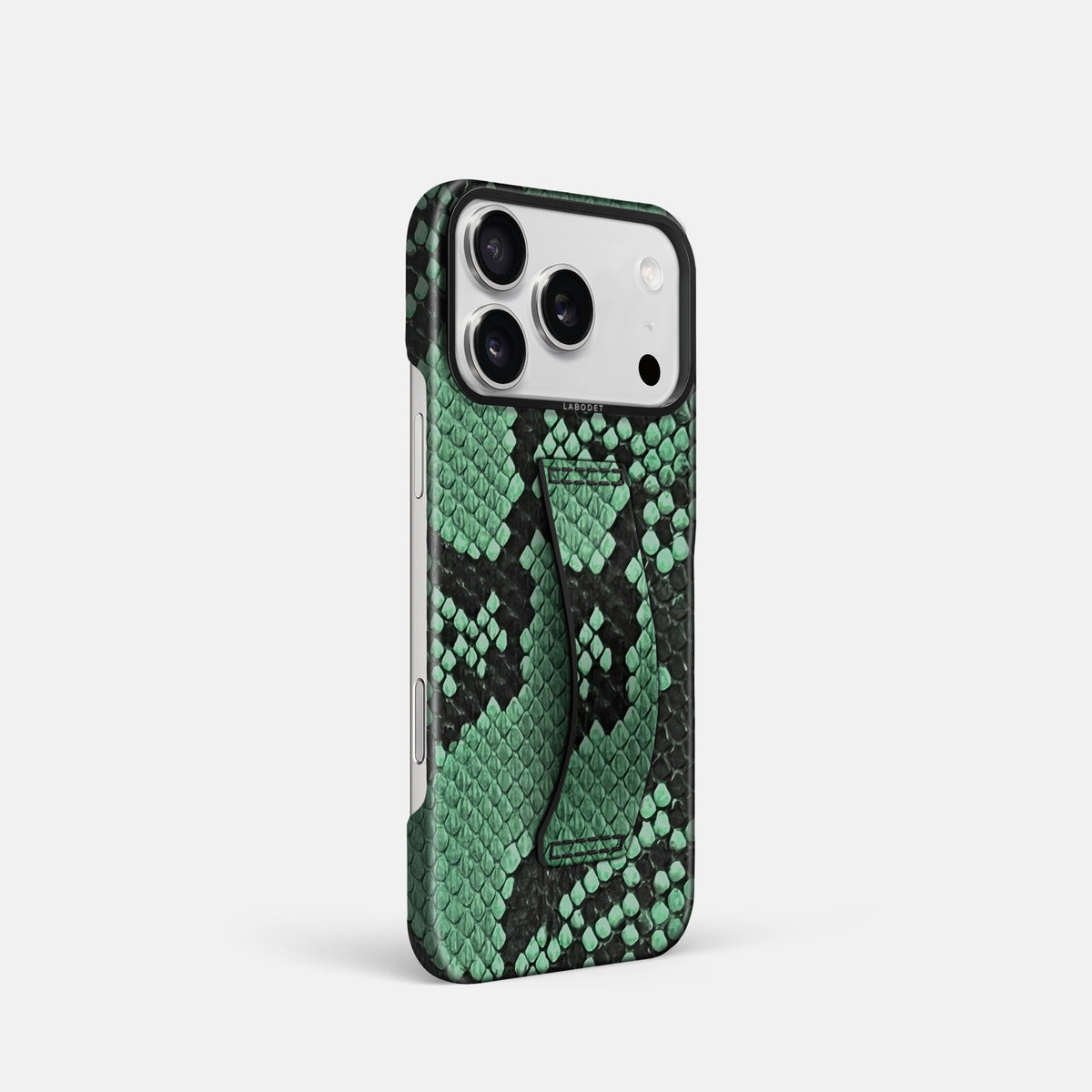 Finger Case For iPhone 18 Pro In Deluxe Python -2 | Forest-Green-Black
