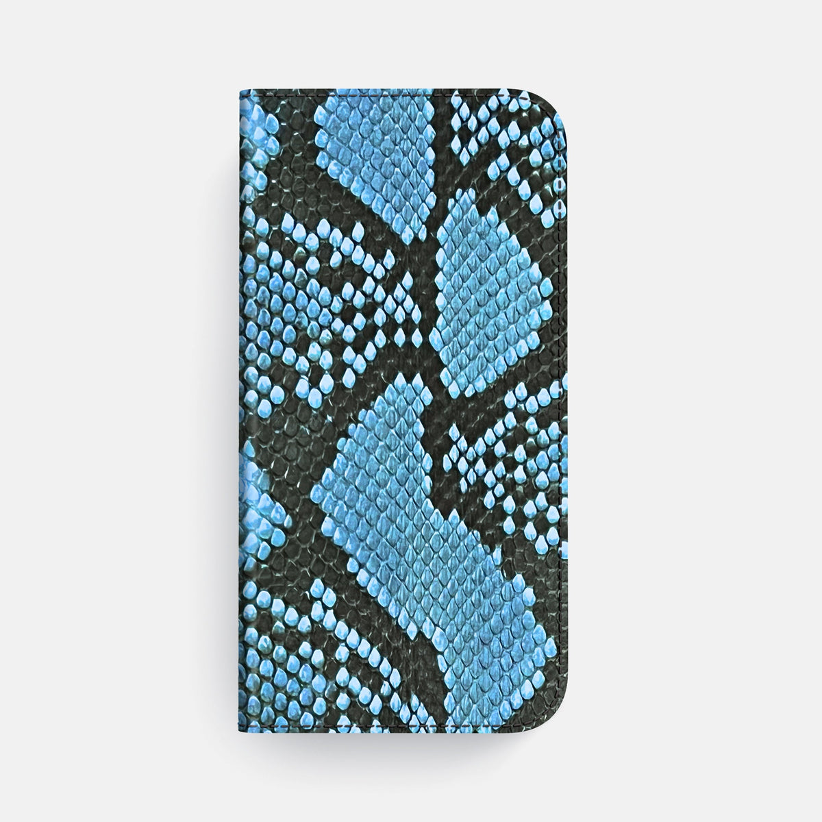 Folio Case For iPhone 18 Pro Max In Deluxe Python -4 | Pacific-Blue-Black