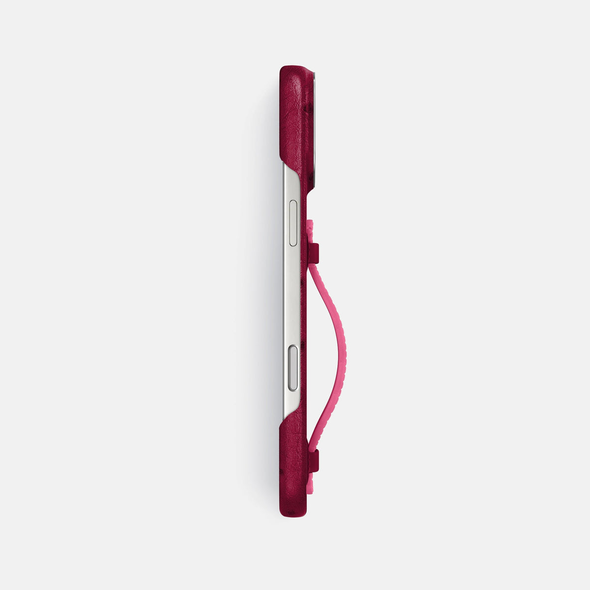 Center Handle Coloré For iPhone 18 Pro Max In Ostrich -2 | Bordeaux-Steel