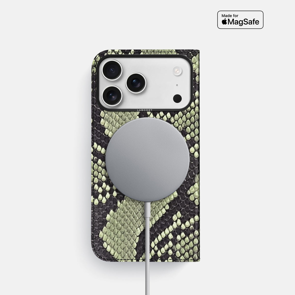 Folio Case For iPhone 18 Pro In Deluxe Python -3 | Army-Green-Black