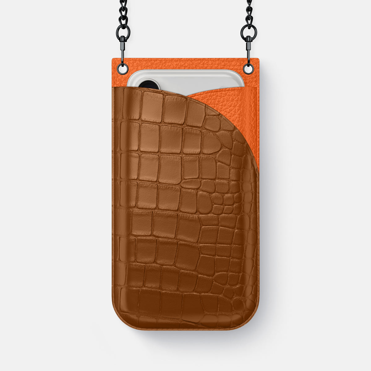 Crossbody Bag For iPhone 17 Pro In Alligator -1 | Honey-Black
