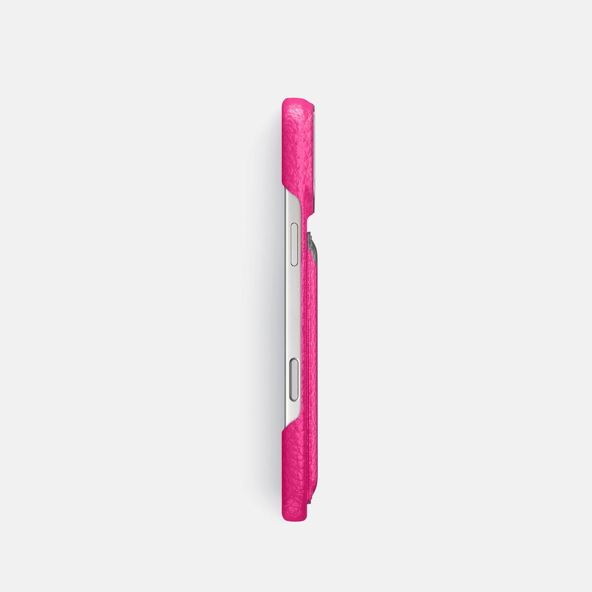 Double Card Case For iPhone 18 Pro In Calf -3 | Magenta-Steel