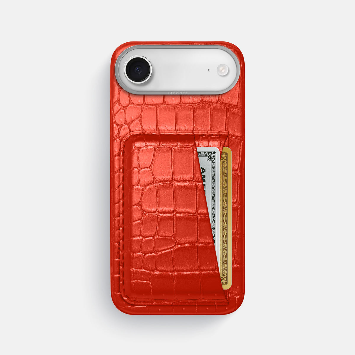 Double Card Case For iPhone 17 Air In Porosus Crocodile -1 | Rust-Steel
