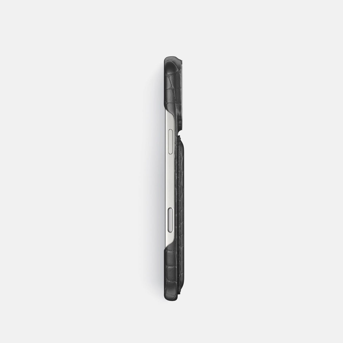 Double Card Case For iPhone 18 Pro In Alligator -3 | Grey-Steel