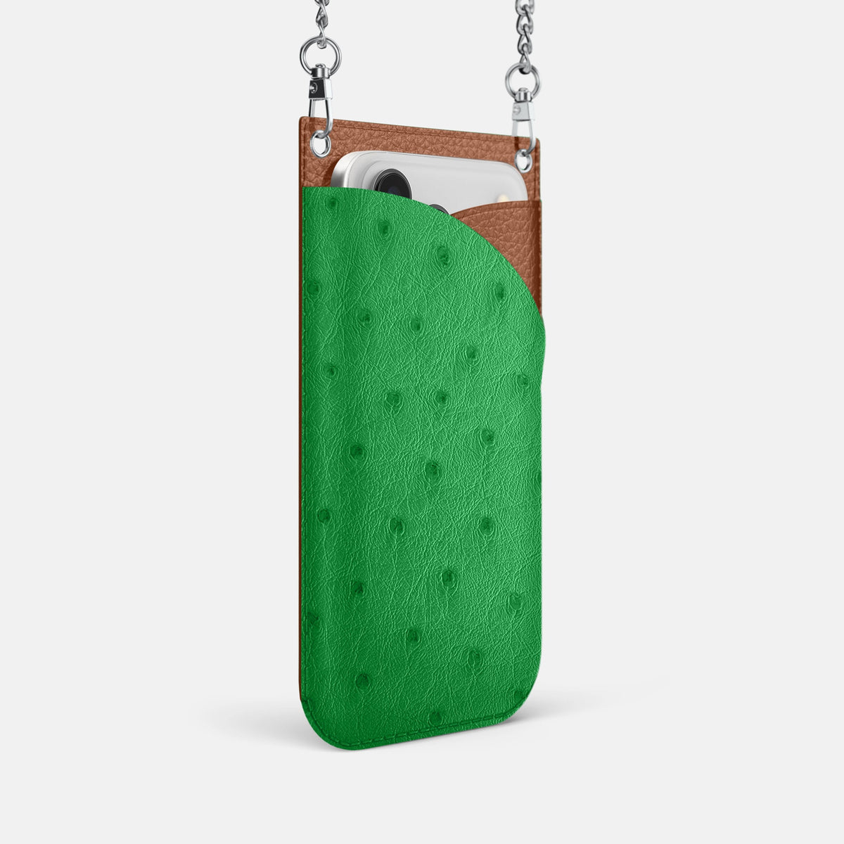 Crossbody Bag For iPhone 18 Pro In Ostrich -2 | Kentucky-Green-Steel