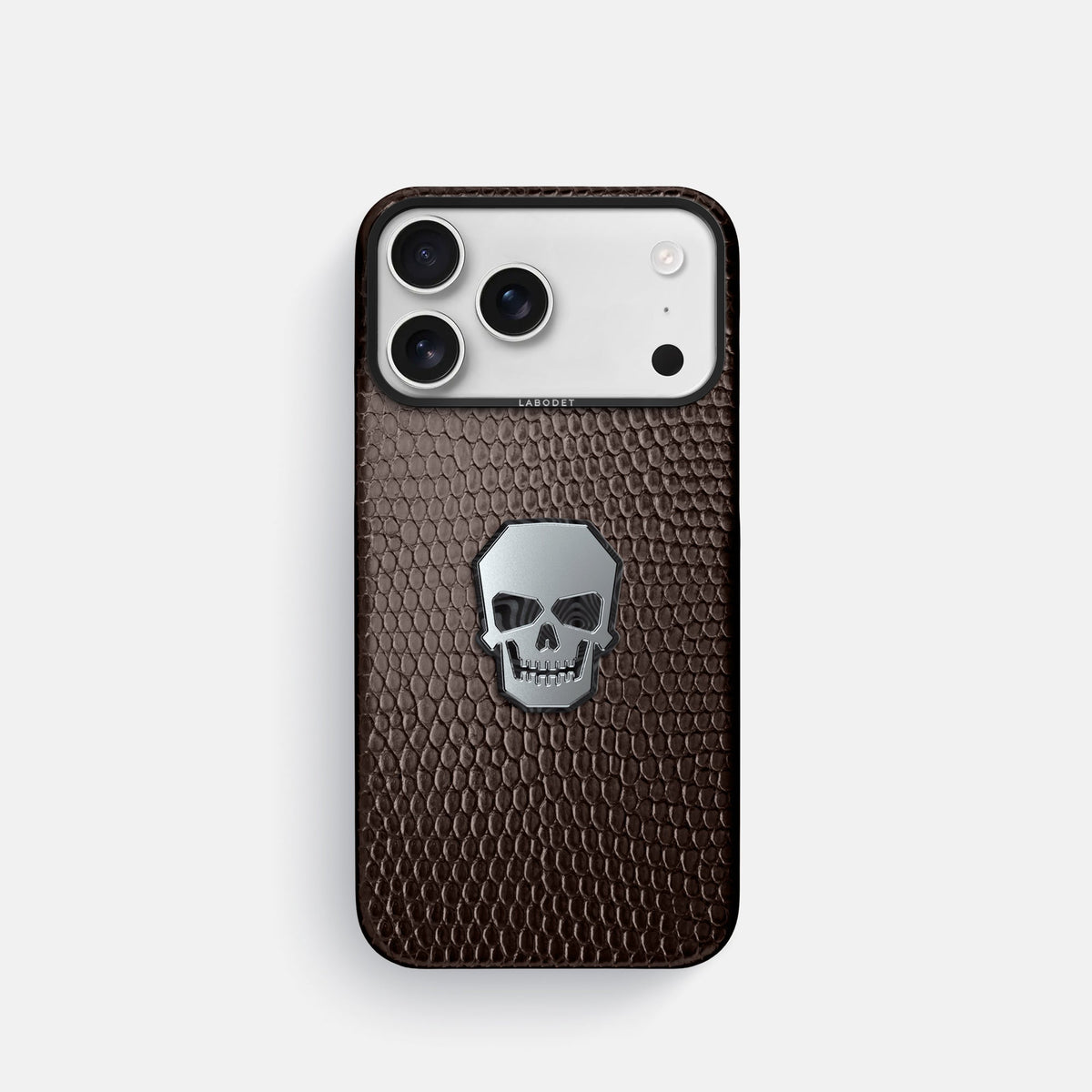 Classic Case With Titanium Skull For iPhone 18 Pro In Lizard -1 | Brown-Black