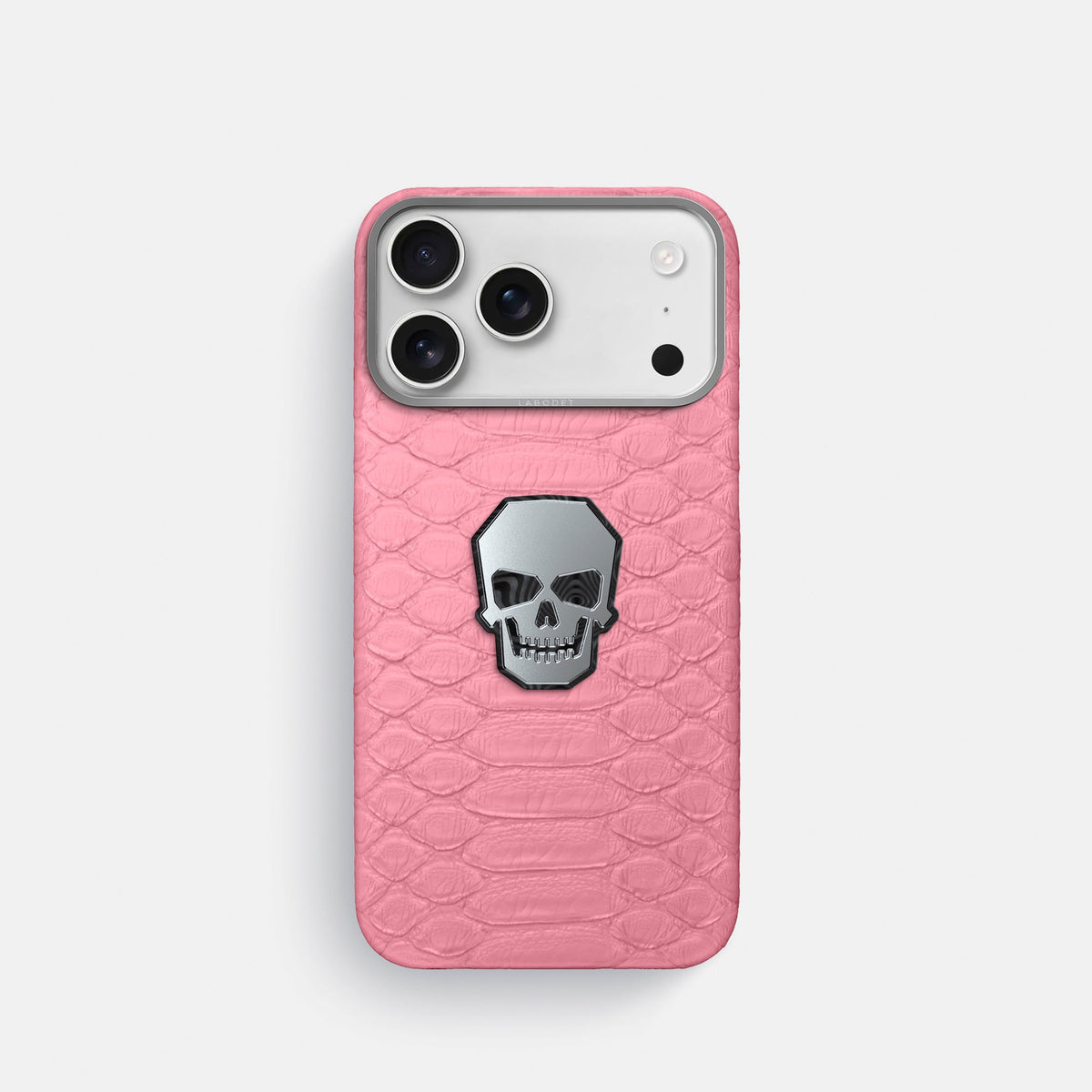 Classic Case With Titanium Skull For iPhone 18 Pro In Python -1 | Pink-Steel