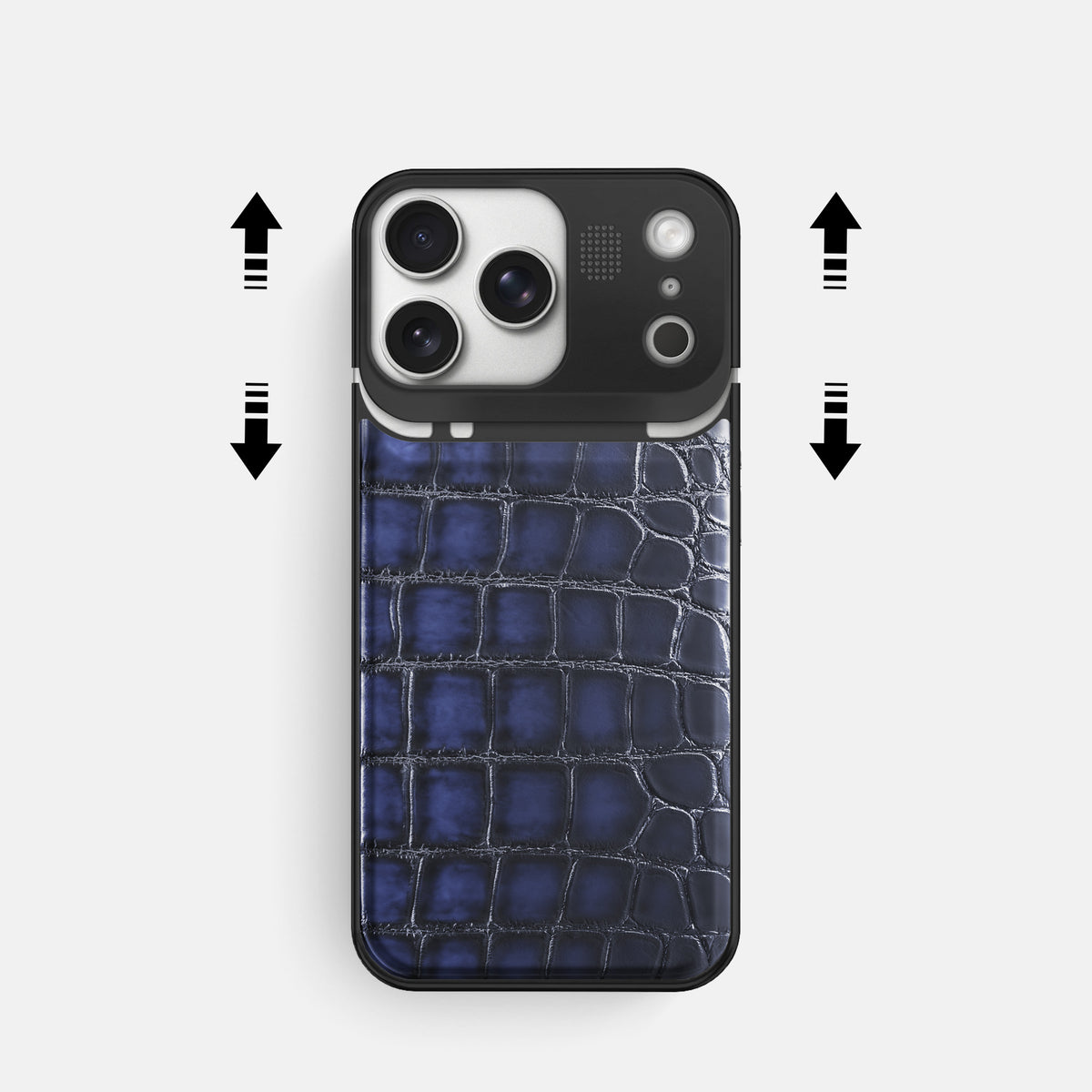 Metal Case For iPhone 17 Pro In Patina Alligator -2 | Havana-Blue-Black