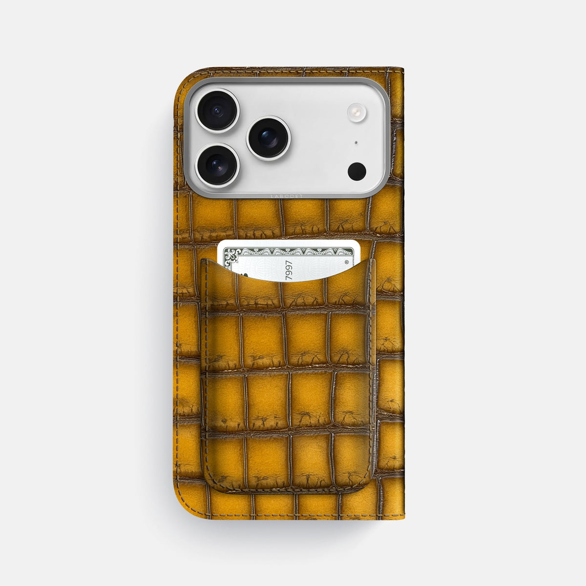 Folio Case with Card For iPhone 18 Pro Max In Patina Alligator -3 | Sydney-Steel