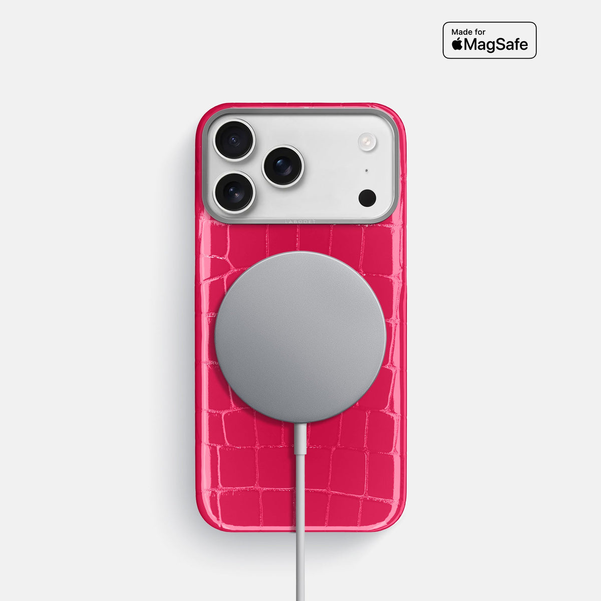 Classic Case For iPhone 18 Pro In Shiny Alligator -5 | Pink-Panther-Steel