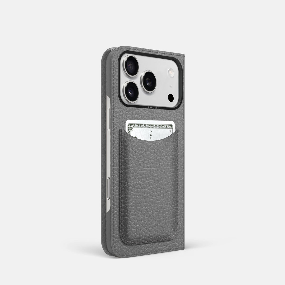 Folio Case with Card For iPhone 18 Pro In Calf -1 | Souris-Black