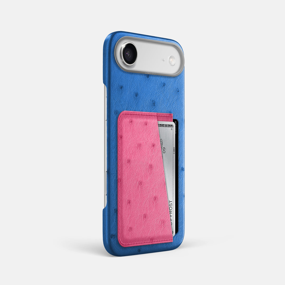 Double Card Case Coloré For iPhone 17 Air In Ostrich -2 | Royal-Blue-Steel