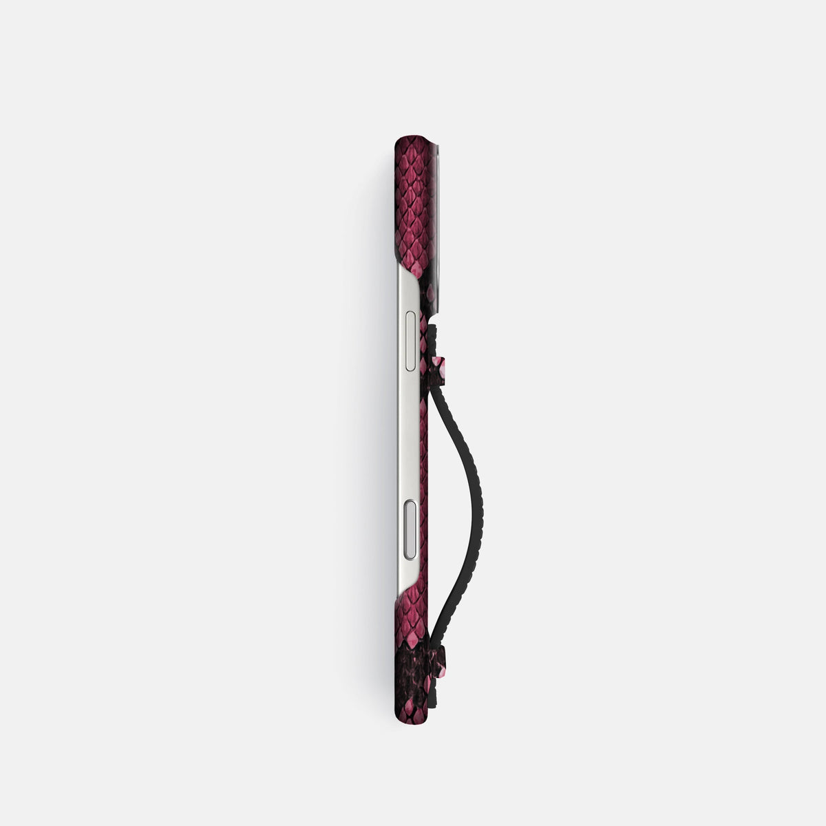Center Handle For iPhone 18 Pro In Deluxe Python -2 | Burgundy-Steel