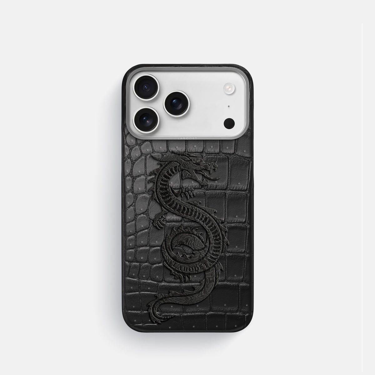 Classic Case With Carbon Dragon For iPhone 17 Pro In Porosus Crocodile -1 | Black-Steel