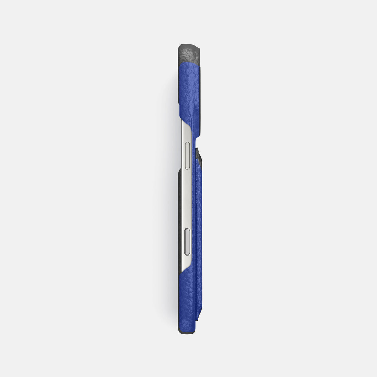 Double Card Case For iPhone 17 Pro In Calf -3 | Royal-Blue-Black
