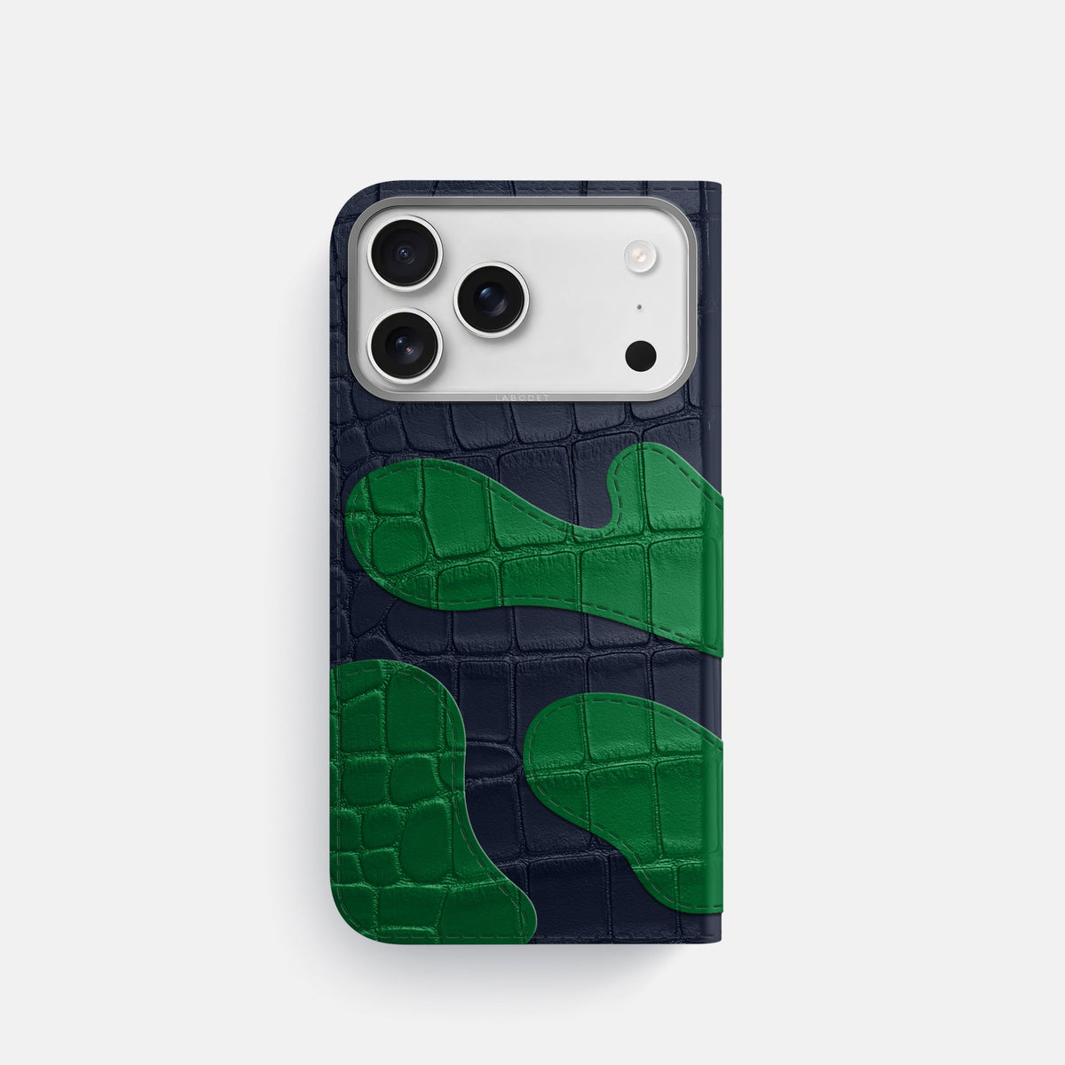 Camouflage Folio For iPhone 18 Pro In Alligator -3 | Navy-Blue-Steel