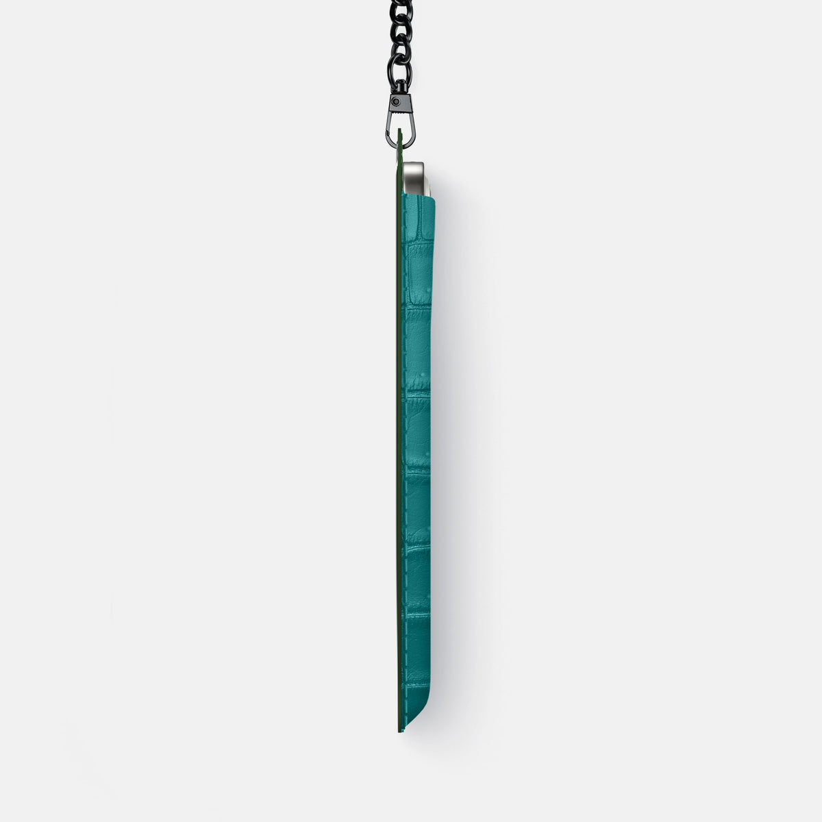Crossbody Bag For iPhone 18 Pro Max In Porosus Crocodile -4 | Celadon-Black