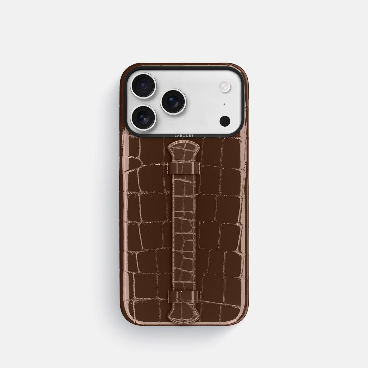 Center Handle For iPhone 17 Pro In Shiny Alligator -1 | Brown-Black
