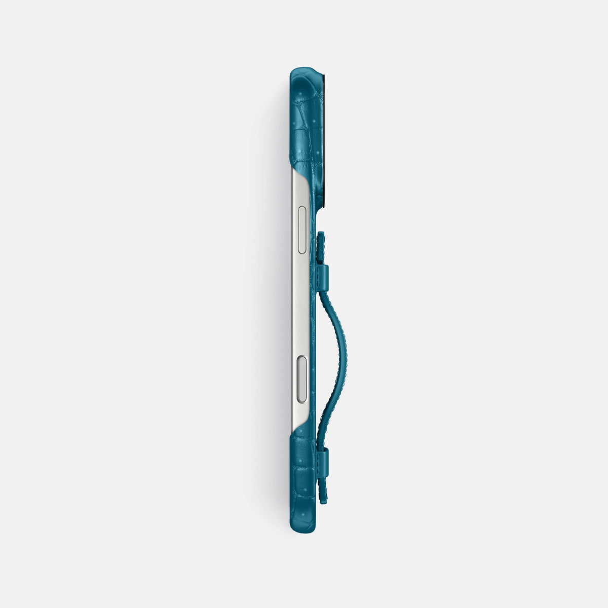 Handle Case For iPhone 17 Pro Max In Porosus Crocodile -3 | Turquoise-Black