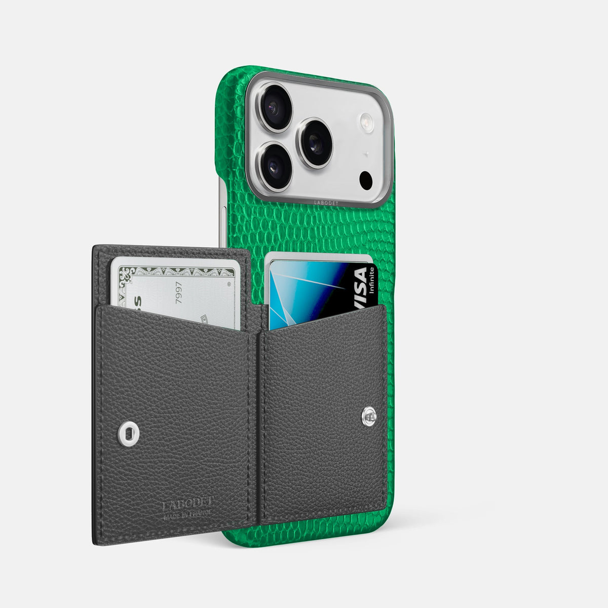 Bi-Fold Case For iPhone 18 Pro Max In Lizard -2 | Apple-Green-Steel