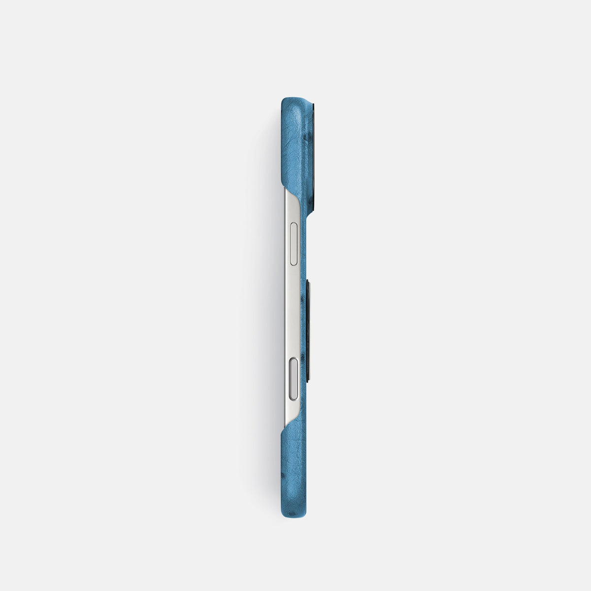 Classic Case With Titanium Skull For iPhone 18 Pro In Ostrich -3 | Blue-Jeans-Black
