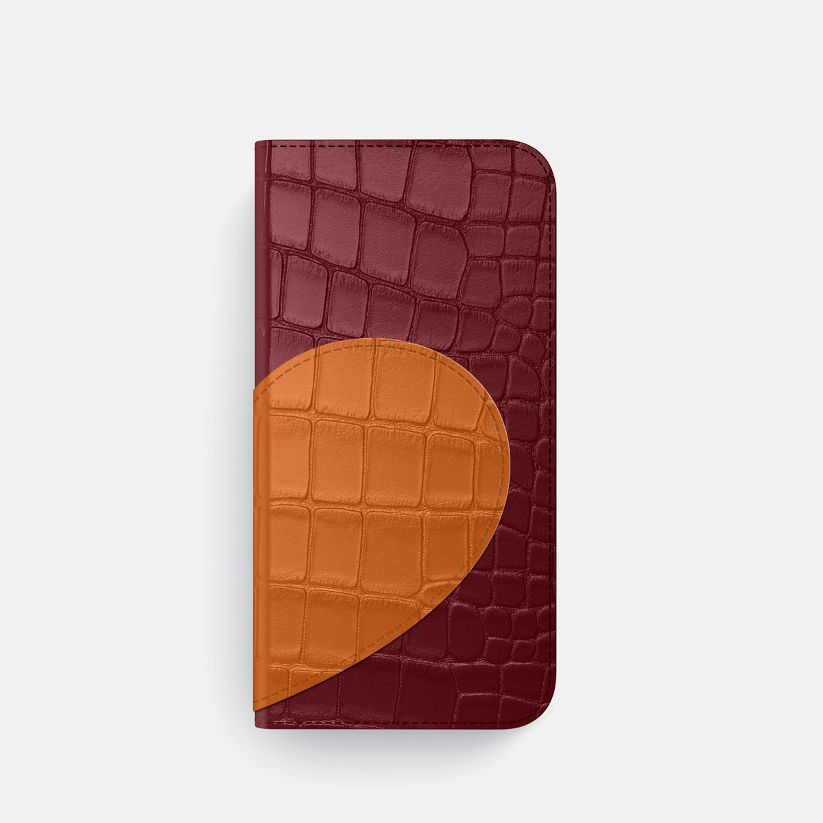 Folio Case With Heart For iPhone 17 Pro In Alligator -4 | Burgundy-Black