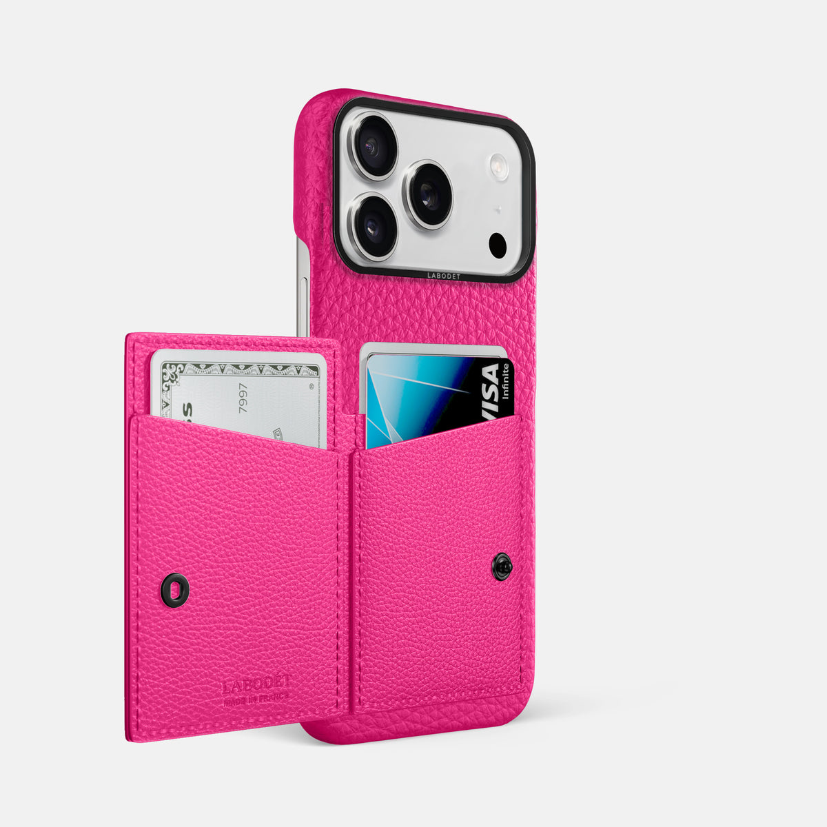 Bi-Fold Case For iPhone 17 Pro Max In Calf -2 | Magenta-Black