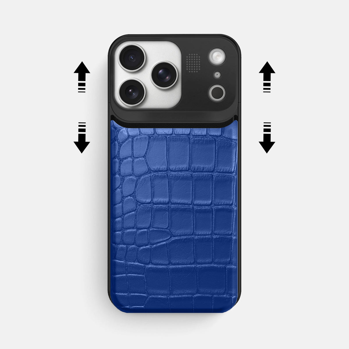 Metal Case For iPhone 18 Pro Max In Alligator -2 | Royal-Blue-Black