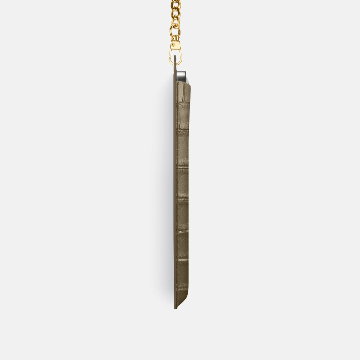 Crossbody Bag For iPhone 18 Pro In Porosus Crocodile -4 | Kaki-Green-Gold