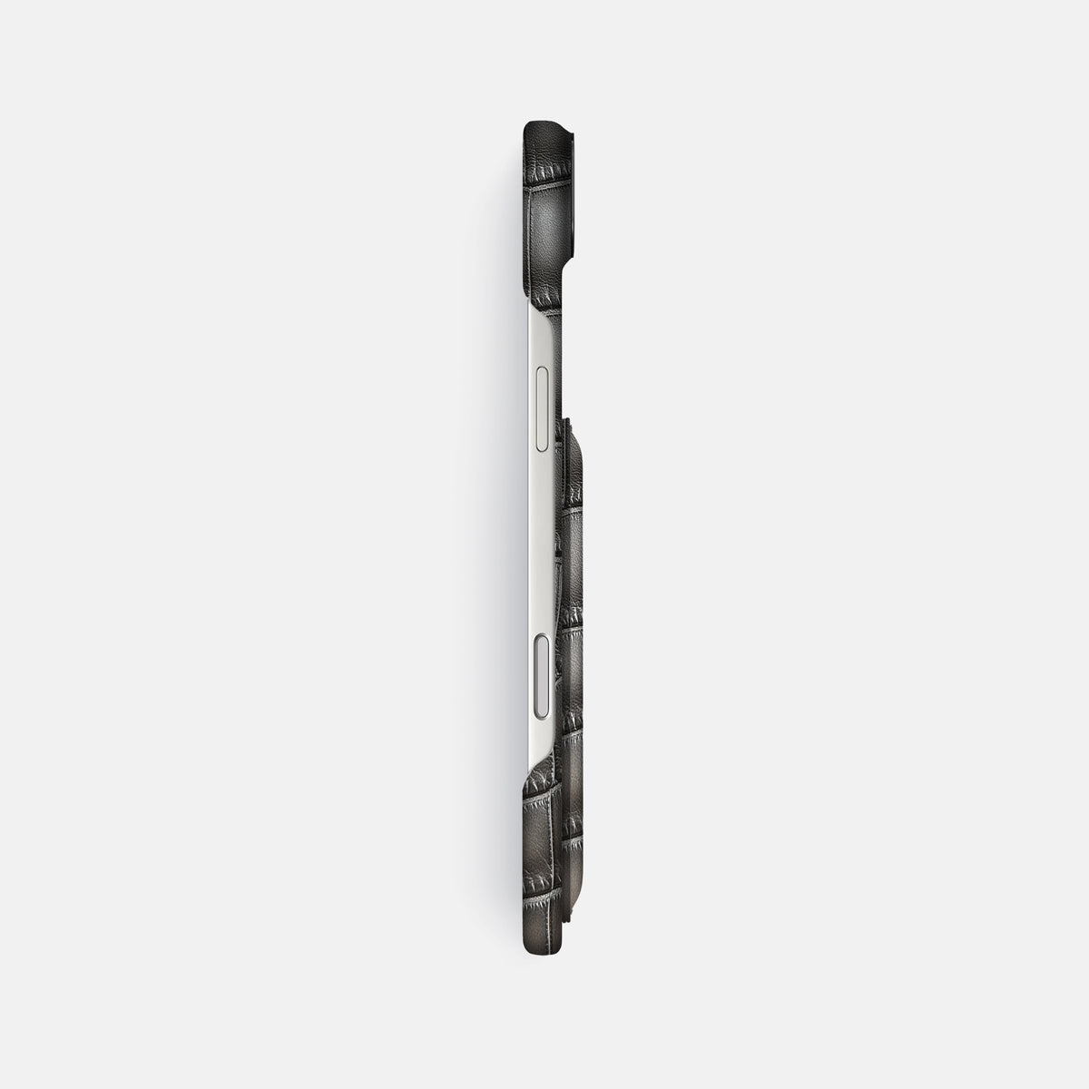 Double Card Case For iPhone 17 Air In Patina Alligator -3 | Grey-Black