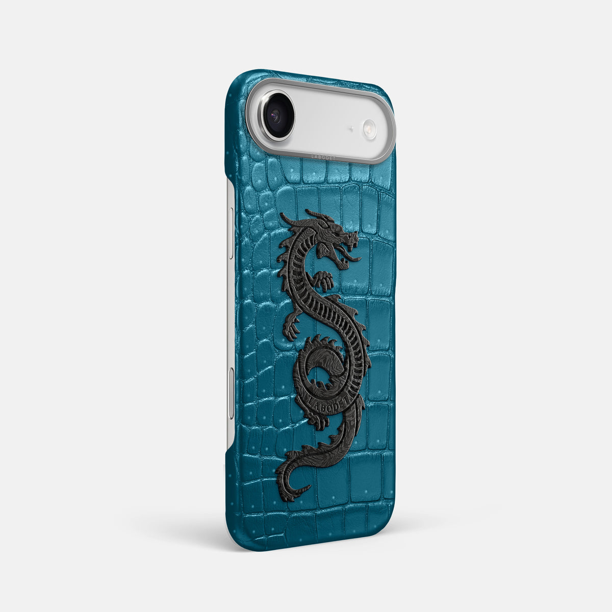 Classic Case With Carbon Dragon For iPhone 17 Air In Porosus Crocodile -2 | Turquoise-Steel