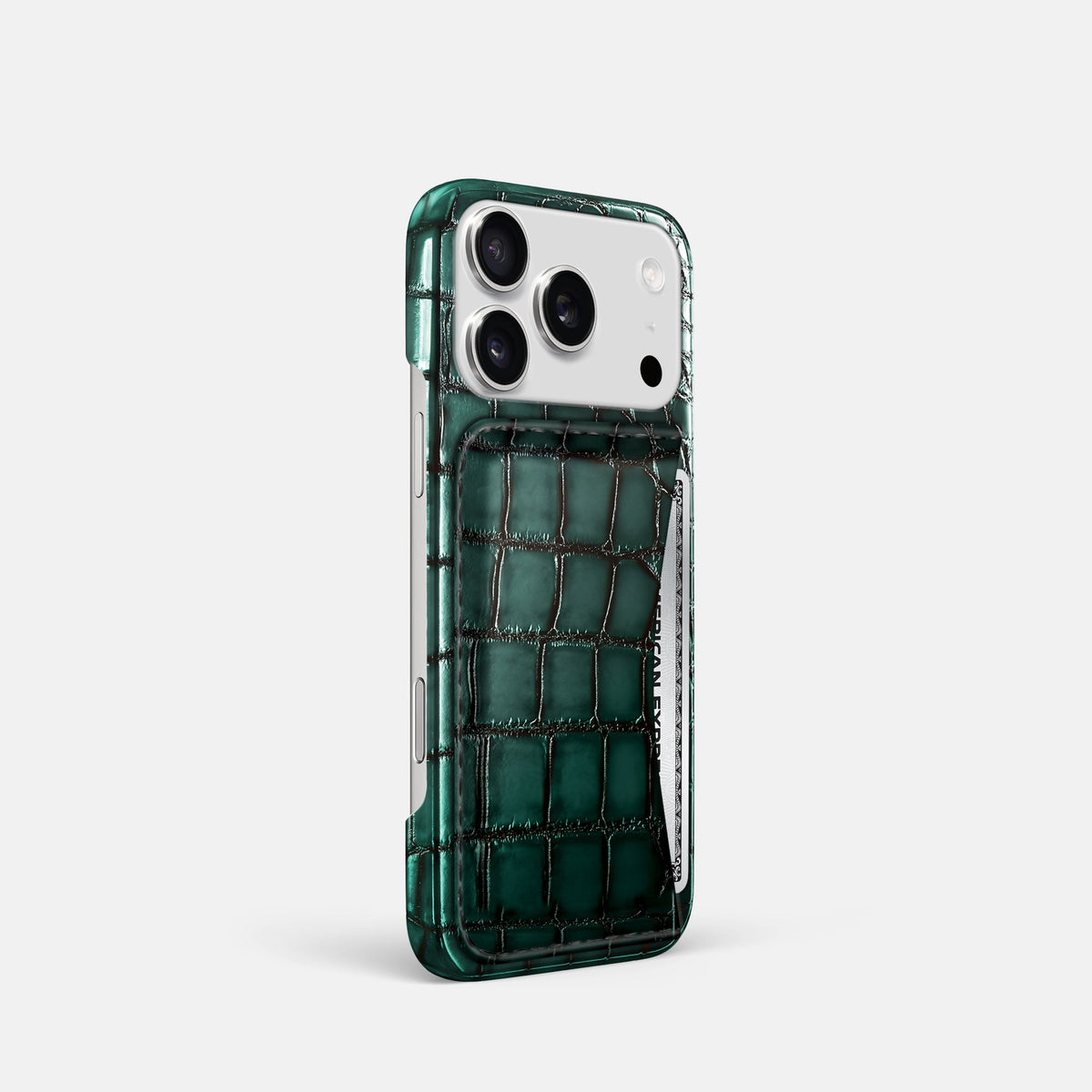 Slim Card Case For iPhone 18 Pro In Patina Alligator -2 | Green