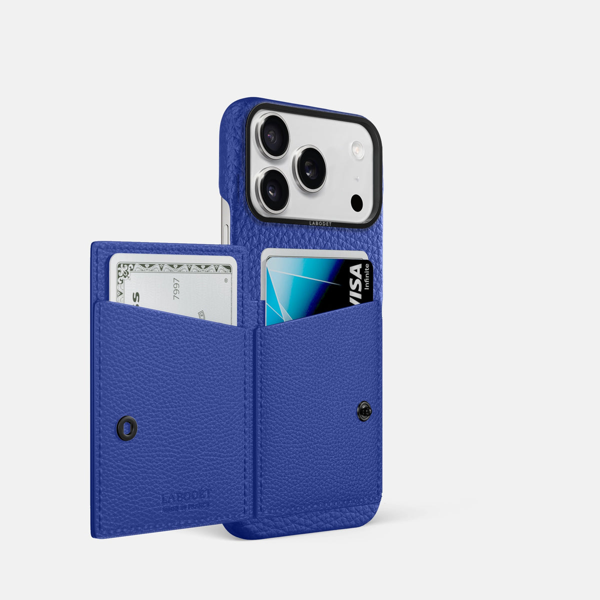 Bi-Fold Case For iPhone 18 Pro In Calf -2 | Royal-Blue-Black