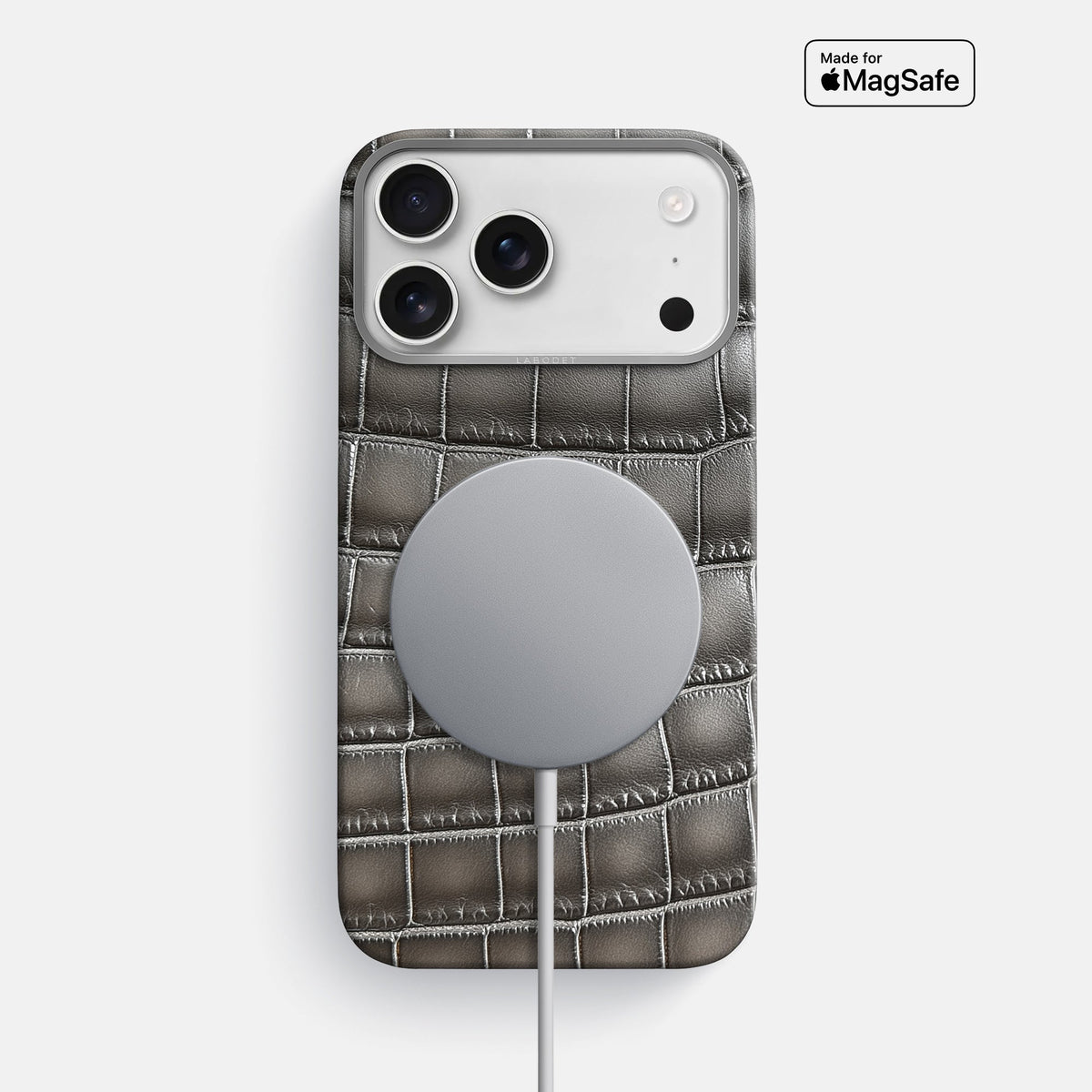 Classic Case For iPhone 18 Pro Max In Patina Alligator -5 | Grey-Steel