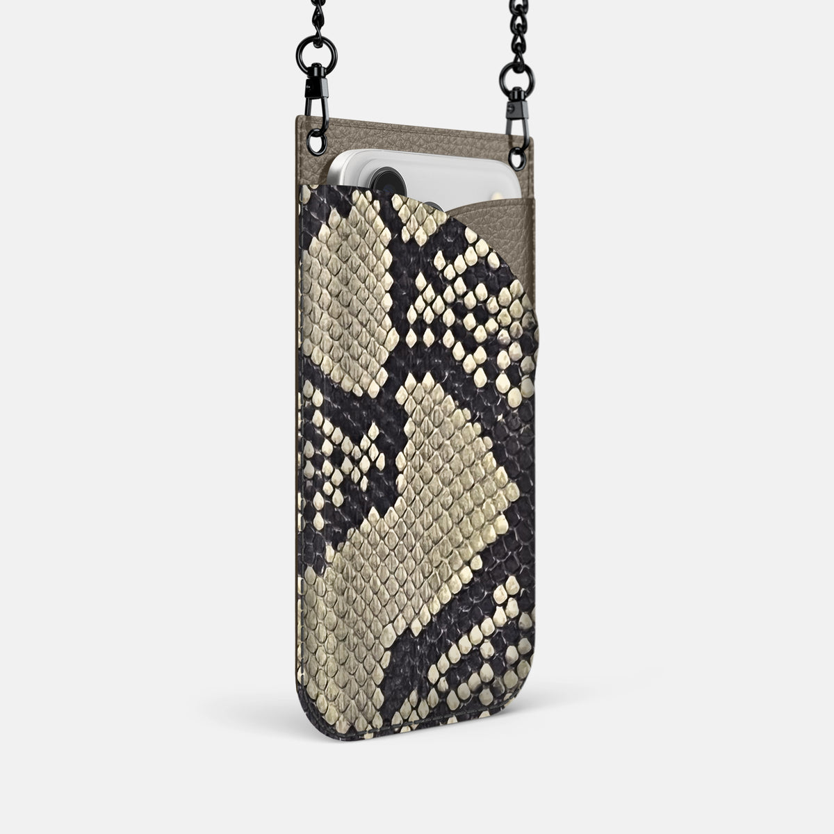 Crossbody Bag For iPhone 17 Pro In Deluxe Python -2 | Savannah-Black