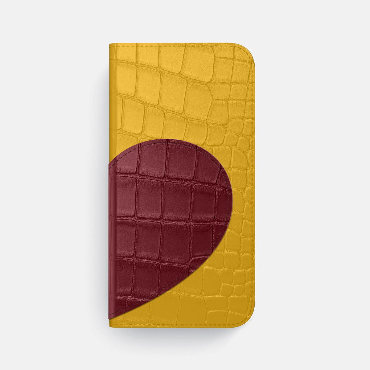 Folio Case With Heart For iPhone 18 Pro Max In Alligator -4 | Yellow-Black