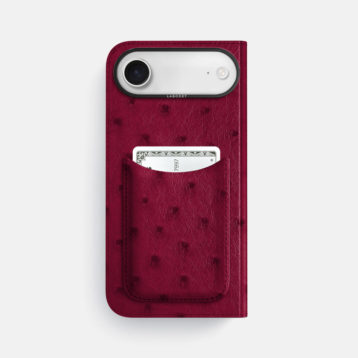 Folio Case with Card For iPhone 17 Air In Ostrich -3 | Bordeaux-Black