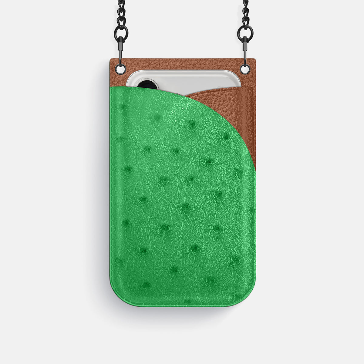 Crossbody Bag For iPhone 17 Pro In Ostrich -1 | Kentucky-Green-Black