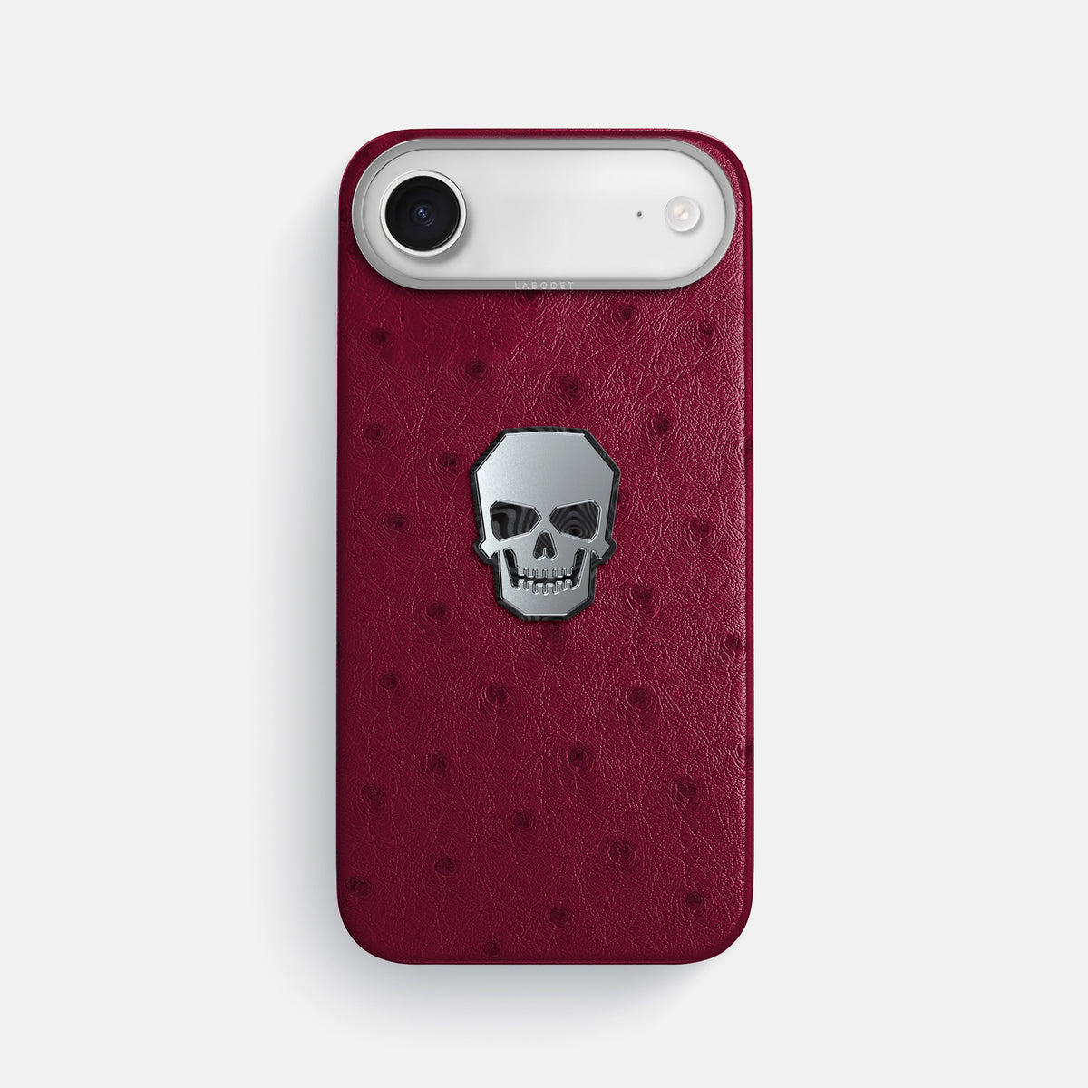 Classic Case With Titanium Skull For iPhone 17 Air In Ostrich -1 | Bordeaux-Steel