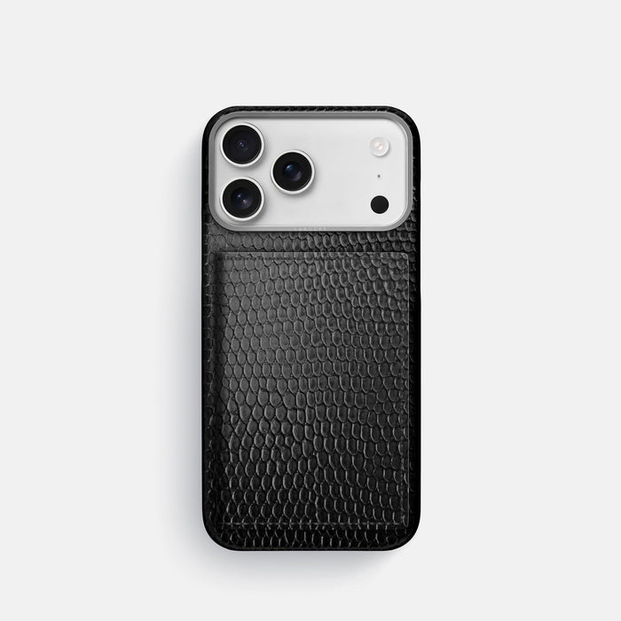 Bi-Fold Case For iPhone 18 Pro In Lizard -1 | Black-Steel