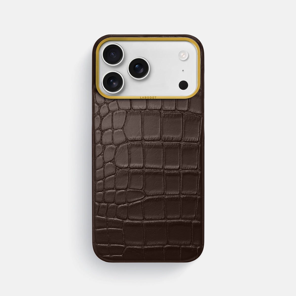 Classic Case For iPhone 18 Pro Max In Alligator -1 | Dark-Brown-Gold