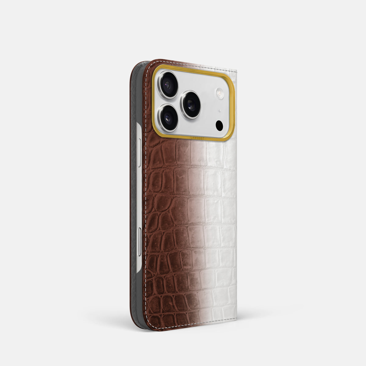 Folio Case For iPhone 17 Pro In Himalayan Crocodile -1 | Dark-Brown-Gold