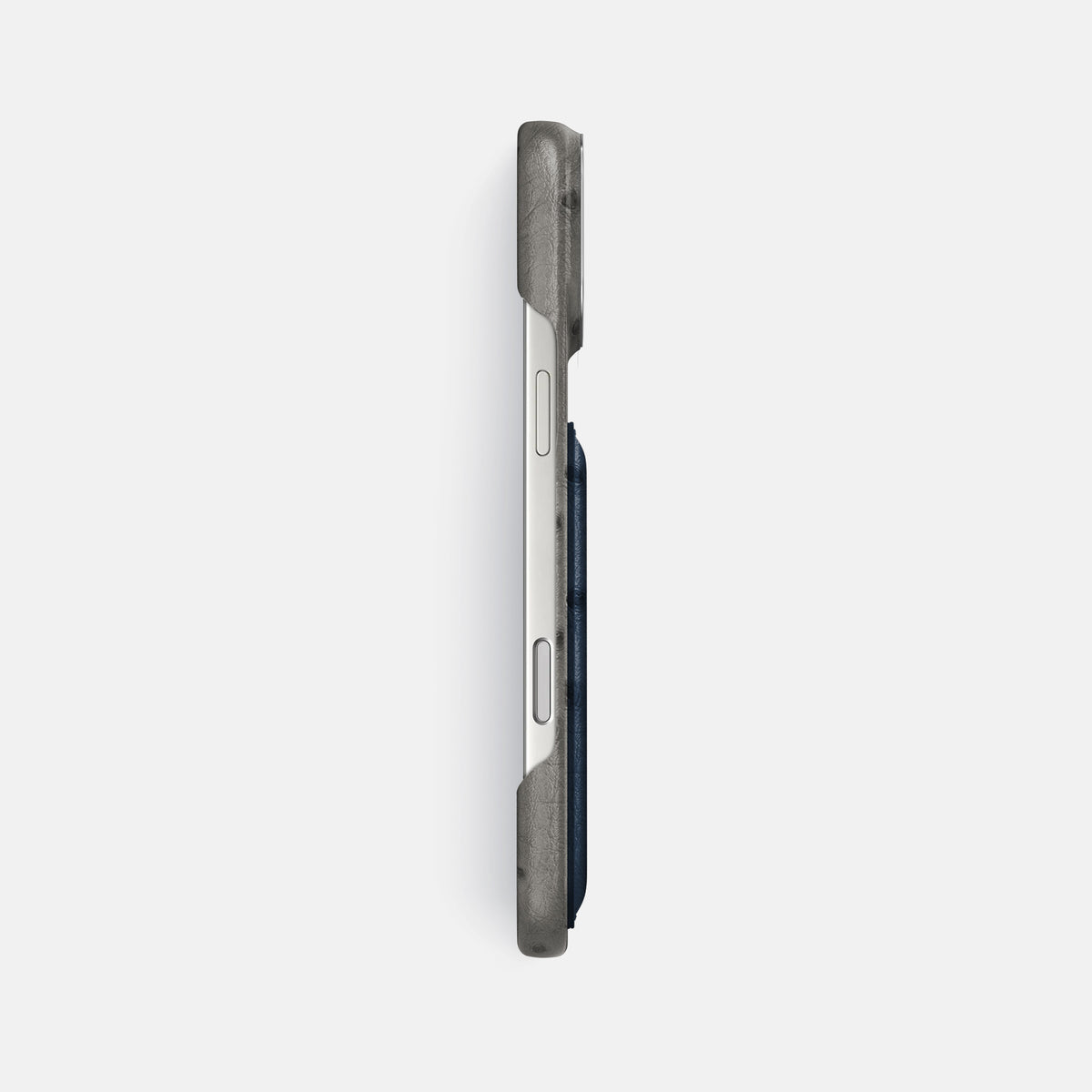 Double Card Case Coloré For iPhone 17 Pro Max In Ostrich -3 | Grey-Steel