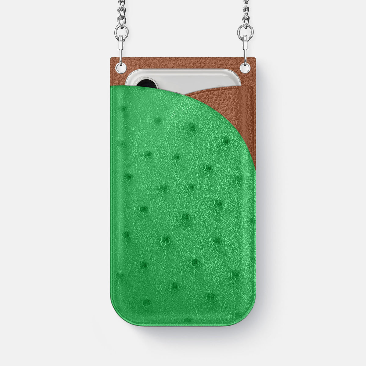 Crossbody Bag For iPhone 18 Pro Max In Ostrich -1 | Kentucky-Green-Steel
